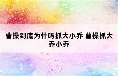 曹操到底为什吗抓大小乔 曹操抓大乔小乔